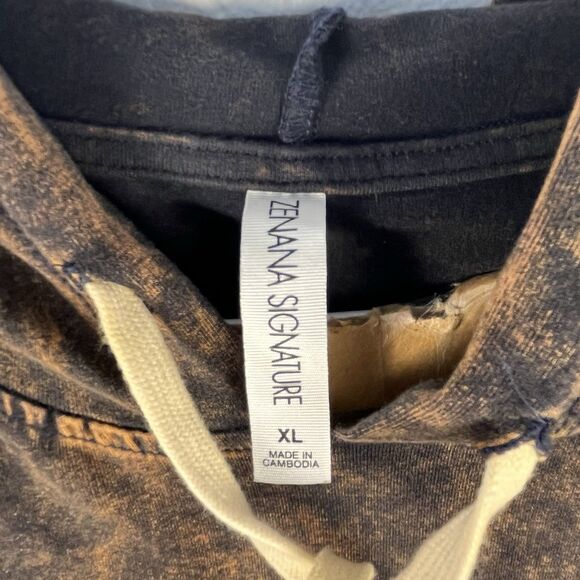 Zenana Signature Hoodie Womens Size XL Brown Mineral Washed Jacket Athleisure - Picture 7 of 10